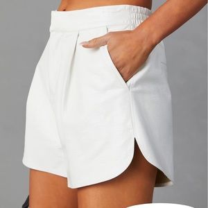 Grey lab white leather shorts